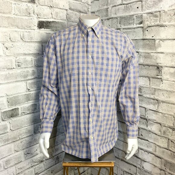 Peter Millar Checked Striped Print Casual Dress Shirt - Picture 1 of 10